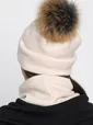 Комплект шапка с помпоном и снуд (молочный) ШПС19-23М