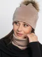 Комплект шапка с помпоном и снуд (бежевый) ШПС21-23М