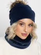 Комплект шапка с помпоном и снуд (синий) ШПС22-23М