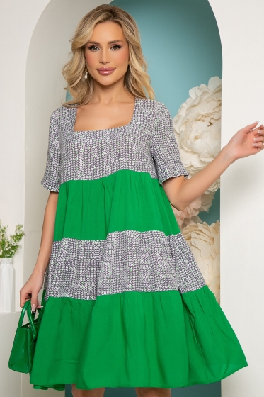Платье &quot;Милее всех&quot; (грин / грей) П3625