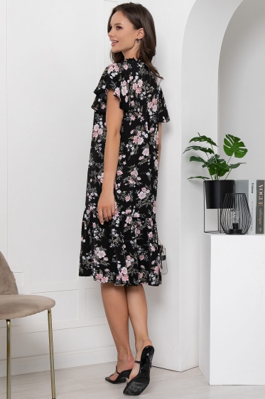 Платье &quot;Хелен&quot; (блэк/цветы) П6027