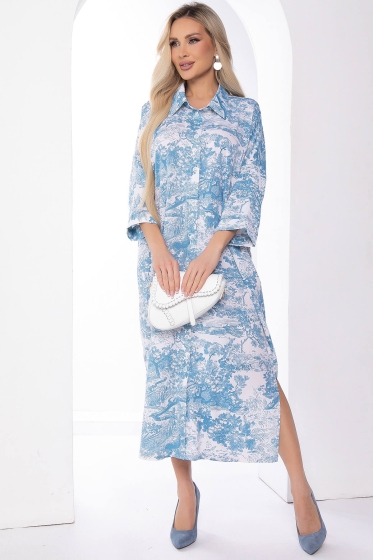 Платье "Сьюзан" (бело-голубое) П8162