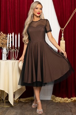 Платье Эйрена (черно-коричневое) П14721-6М