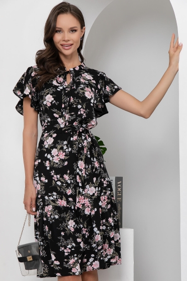 Платье &quot;Хелен&quot; (блэк/цветы) П6027