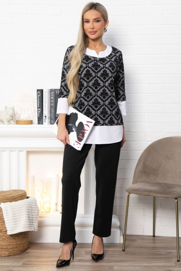 Джемпер Нежный акцент (черно-белый) Б14851-18М