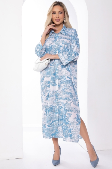 Платье "Сьюзан" (бело-голубое) П8162