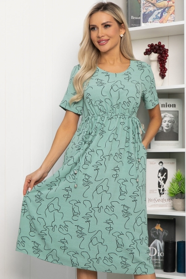 Платье Цветы лета (мятное) П13785-18М